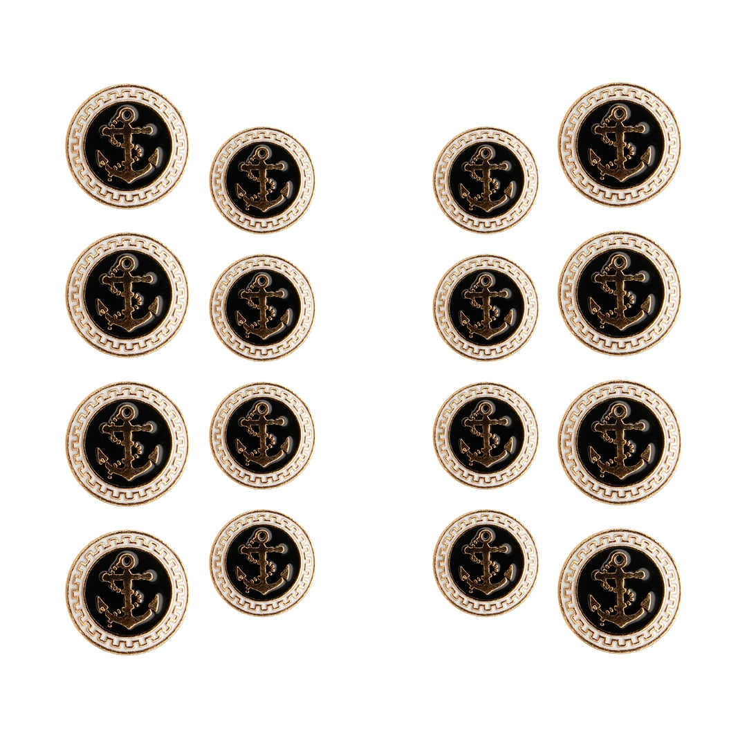 Gold and Black Anchor Metal Buttons