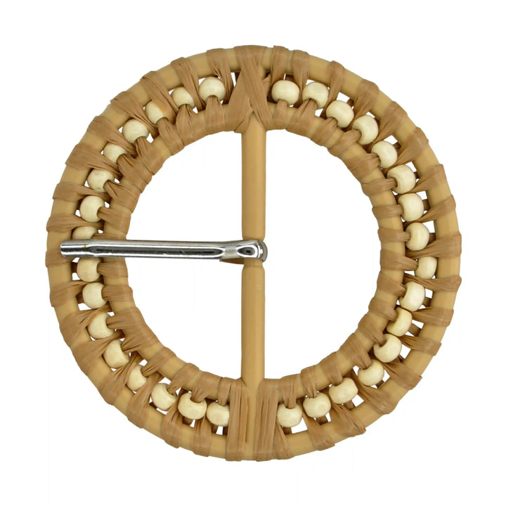 Cognac Beaded Raffia Buckle