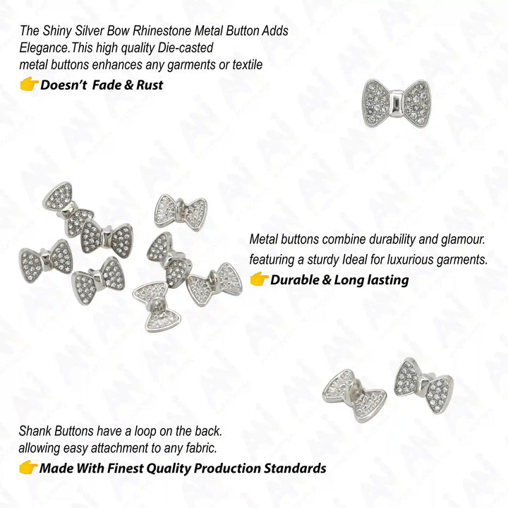 Bow Style Rhinestone Shirt Buttons