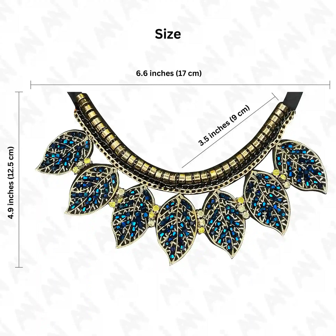 Beaded Leaf Round Neckline