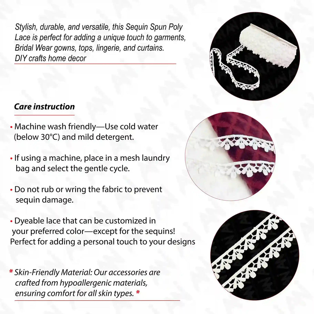 Chain Dot Lighting Sequins Lace Trim | 2 Meter