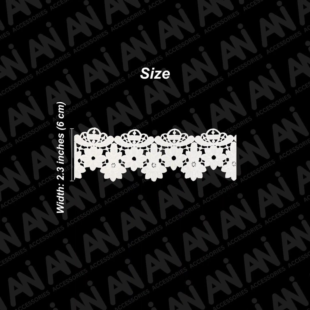 Broad Scalloped Floral Borders Sequins Lace | 2 Meter