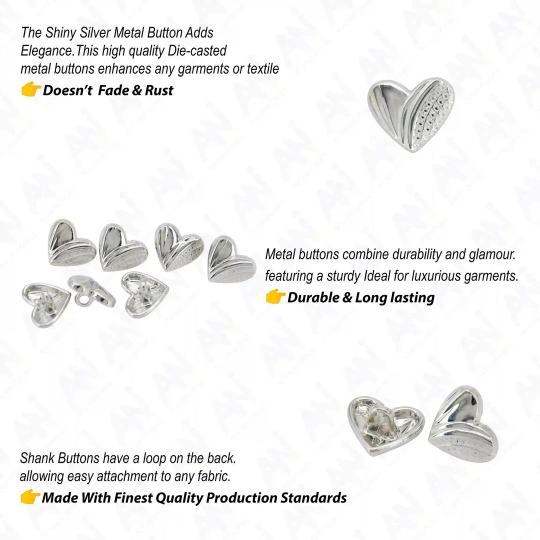 Heart Shape Metal Shirt Buttons