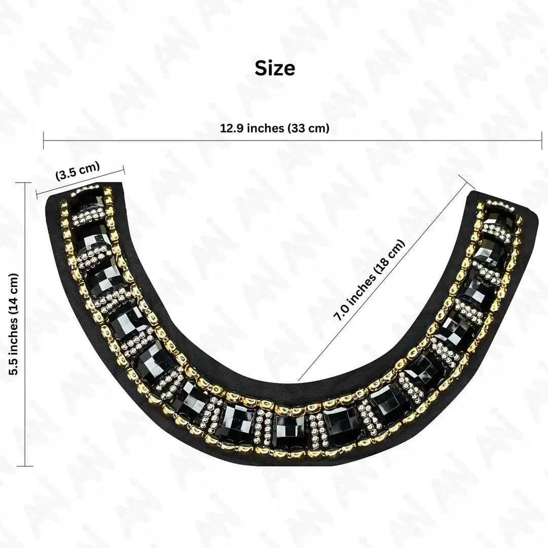 Black and Gold Crystal Round Neckline