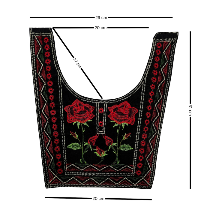 Embroidery Rose design felt fabric neckline