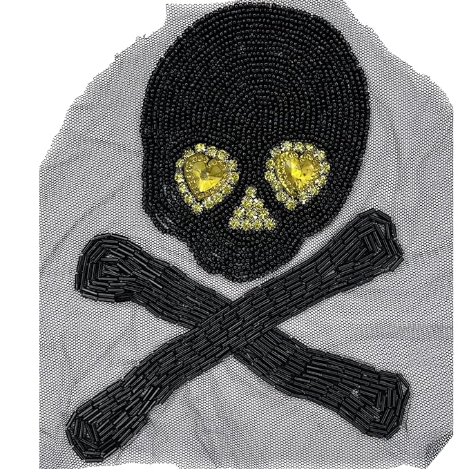 Handmade 3D Skull Applique Sew Patch