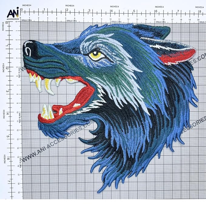 Wolf Head Embroidered Sew Patch