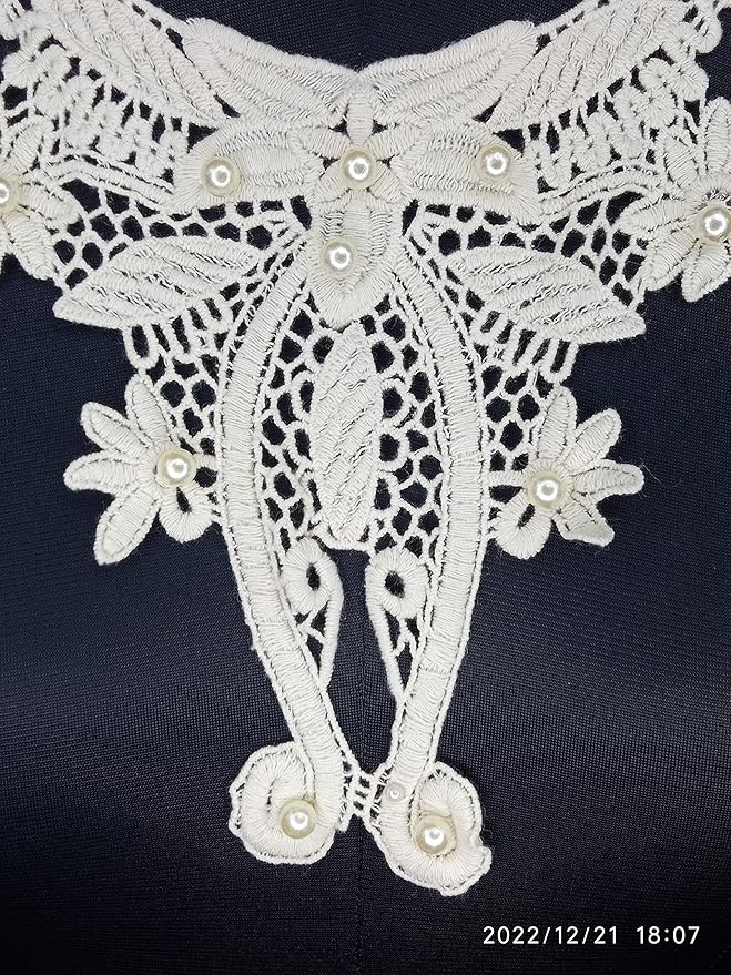 Intricate Leafy Floral Pearl Lace Yoke