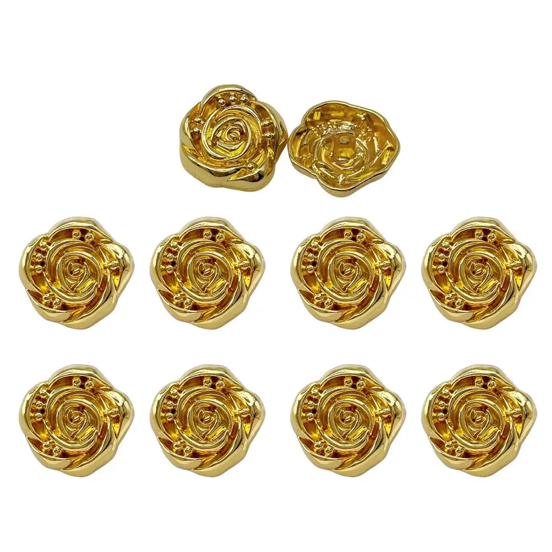 Decorative Rose Metal Buttons | 11mm(17L), 18mm(28L) & 23mm(36L)