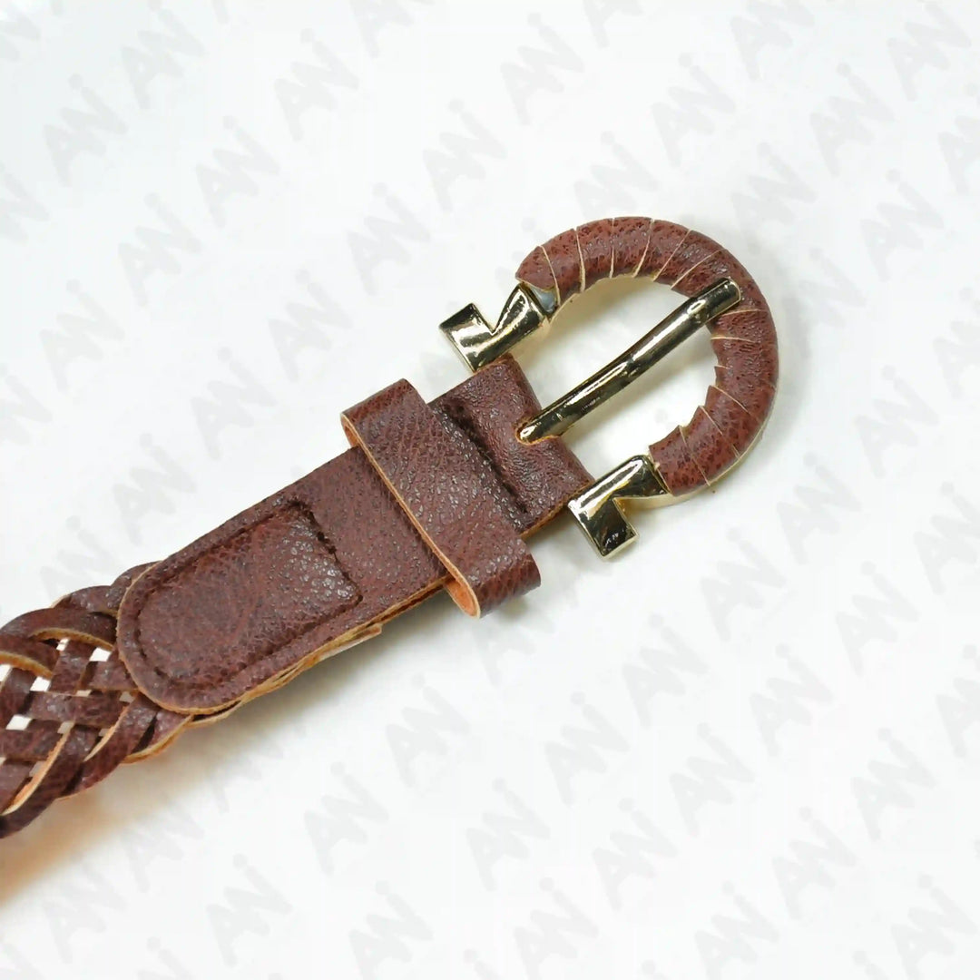 Tan Perforated Suede Dress Belt