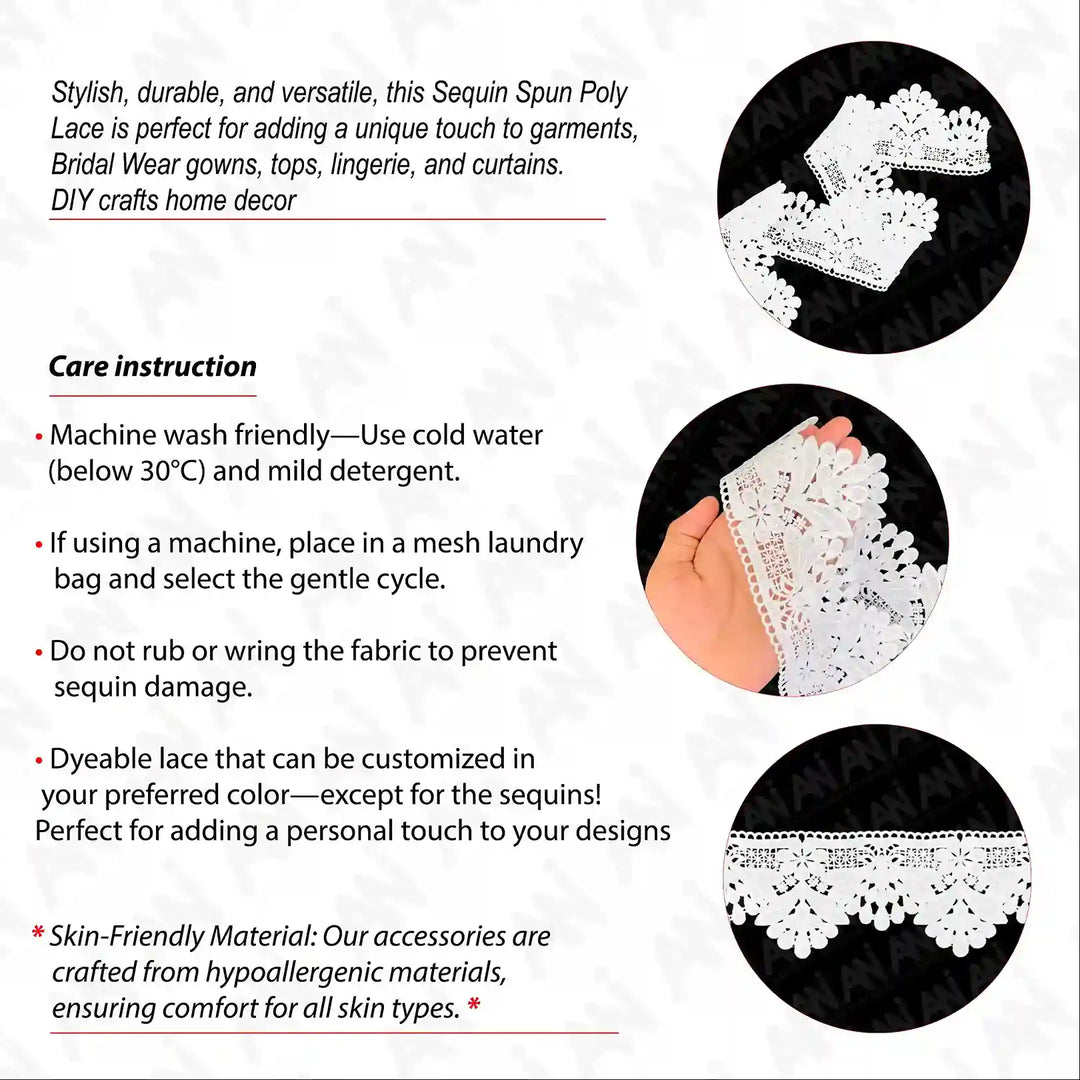 Sequins Latkan intricate design Floral Lace Trim | 2 Meter