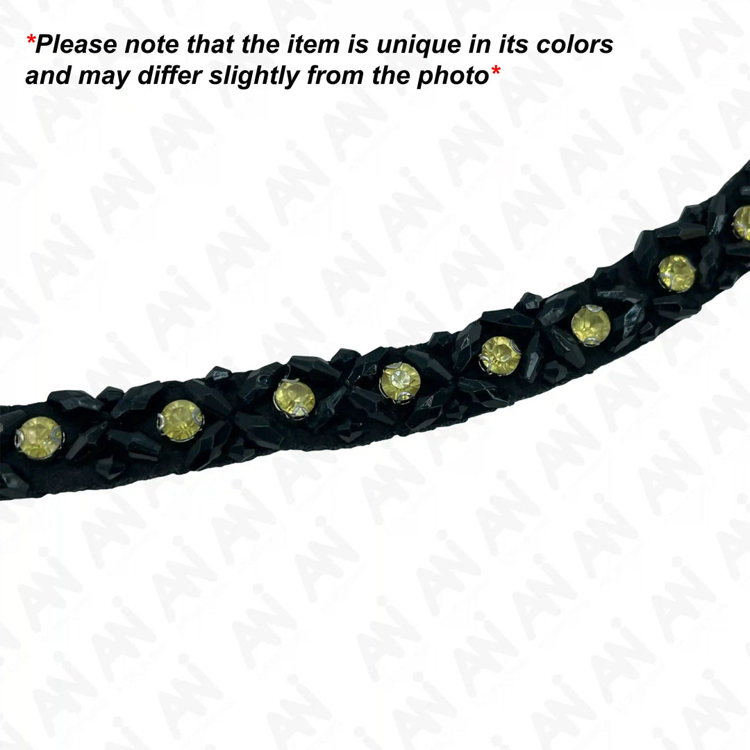 Black and Crystal Boat Neckline