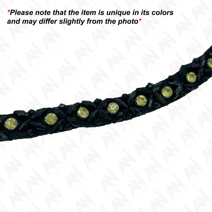 Black and Crystal Boat Neckline