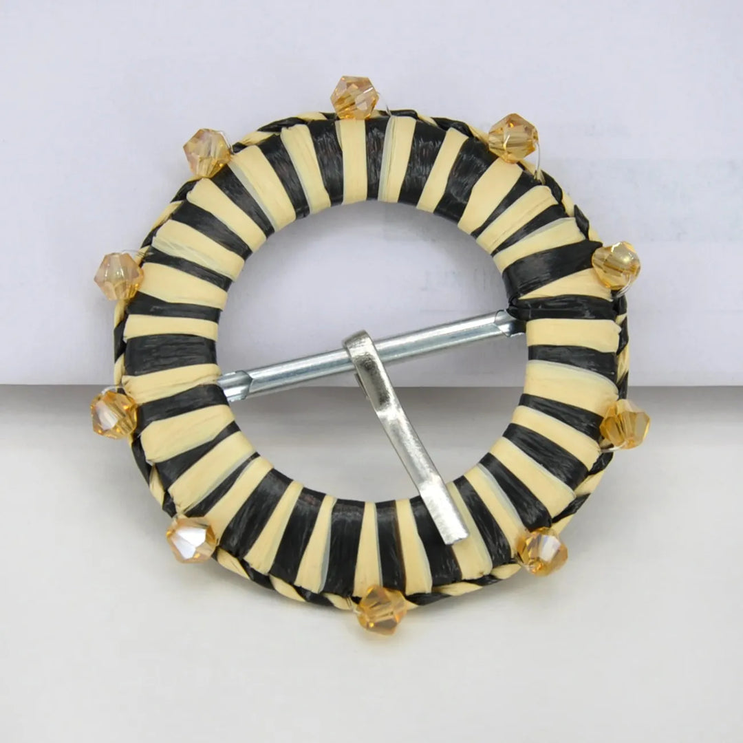 Traditional Raffia Wrapped Decorative Buckle | 5.4cm & 7cm