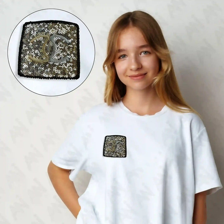 Sequins  Embroidery Square Patch