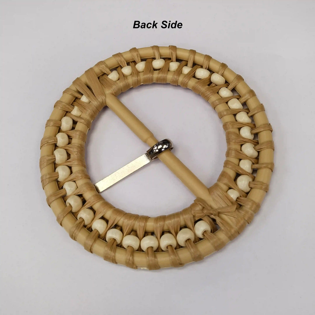 Cognac Beaded Raffia Buckle