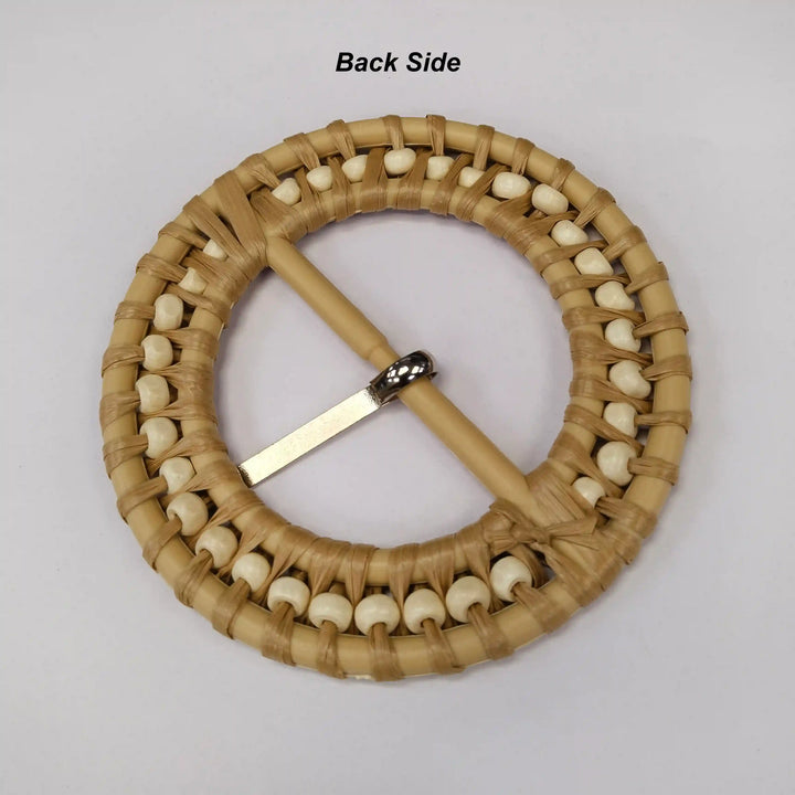 Cognac Beaded Raffia Buckle