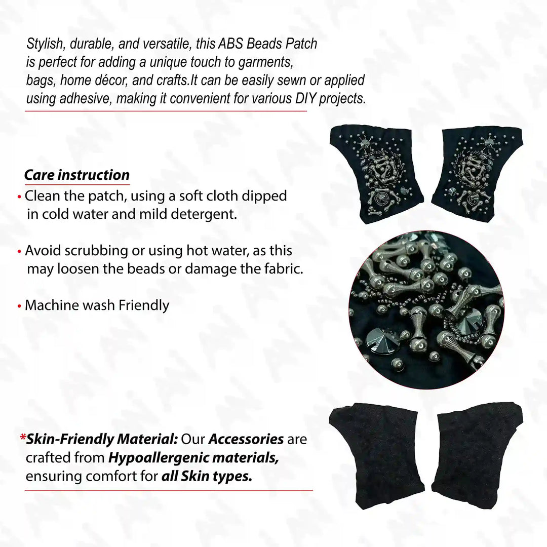 Beads Black Shoulder Patch 1 Pair