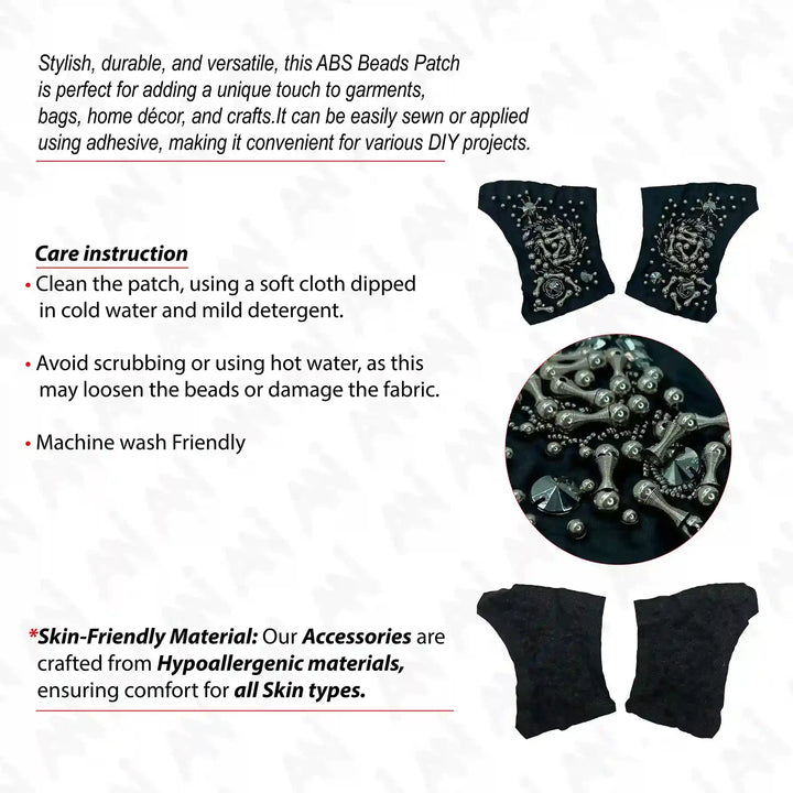 Beads Black Shoulder Patch 1 Pair