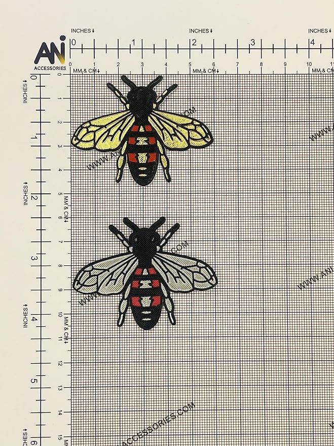 Bee Gold & Silver Heat-Transfer & Sew On Patch