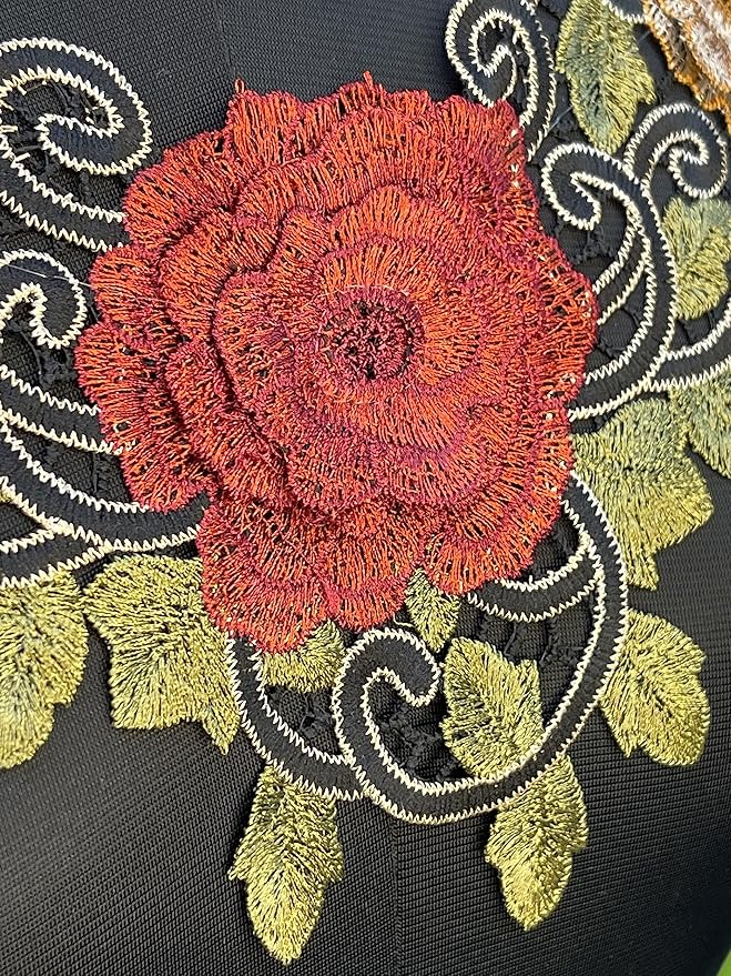 Crimson and Gold Flower Neckline