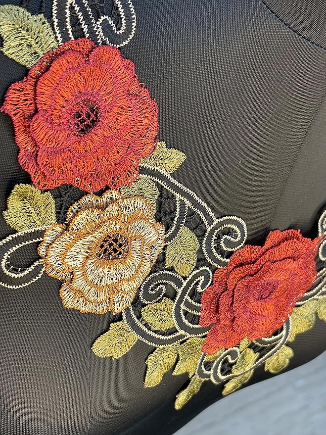 Crimson and Gold Flower Neckline