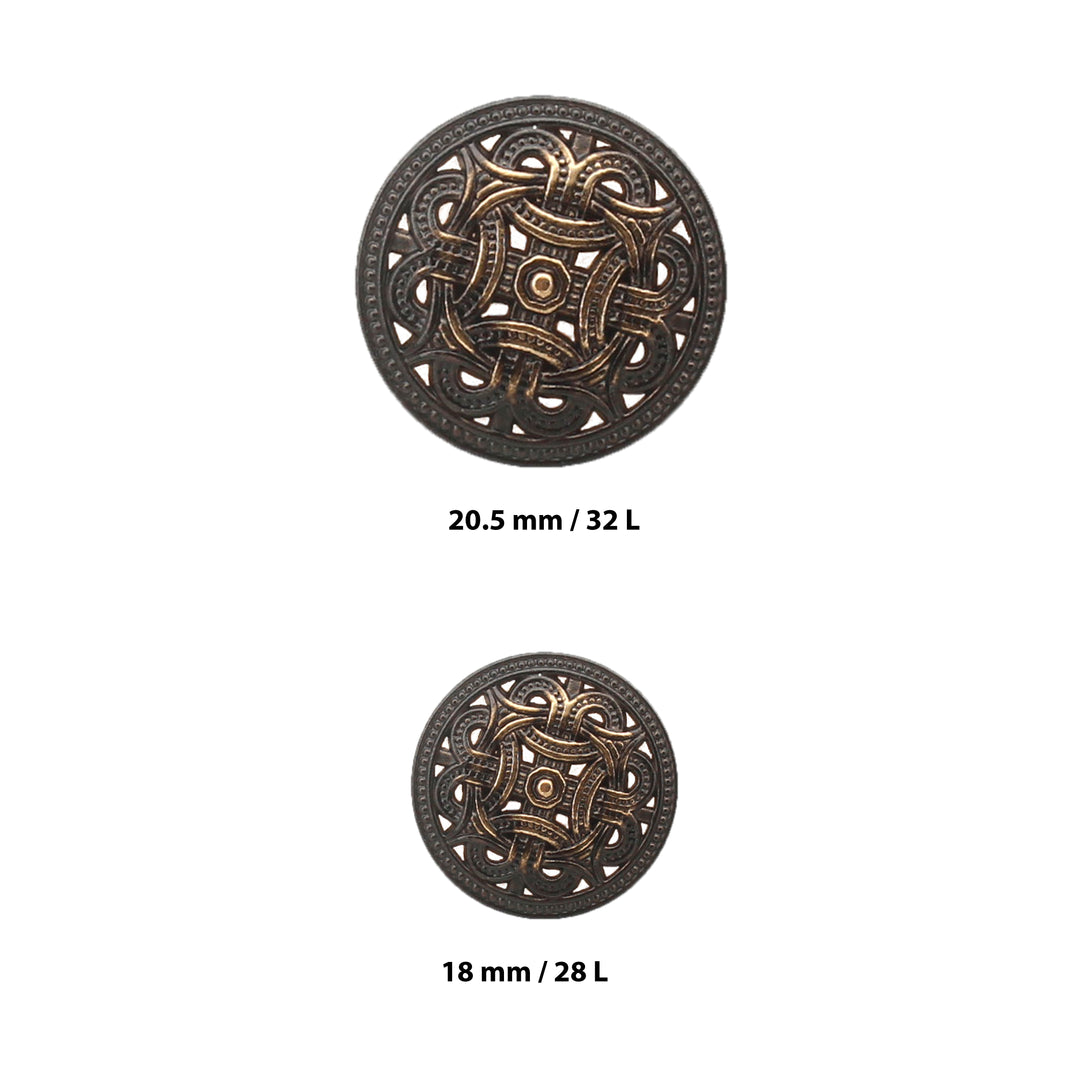 Intricate Viking Shield Design Metal Button Pack of (6 Big + 6 Small)