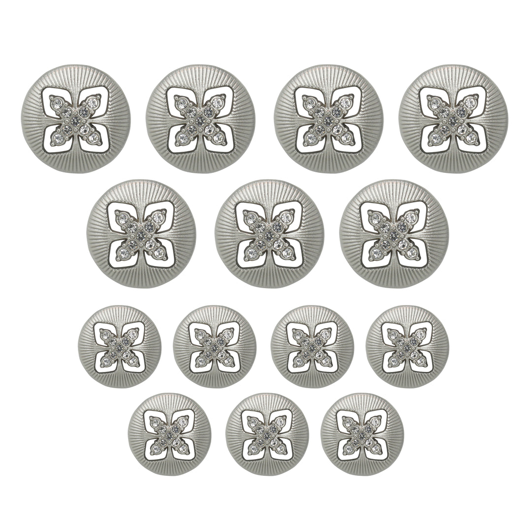 Elegant Crystal Accents  Silver Buttons