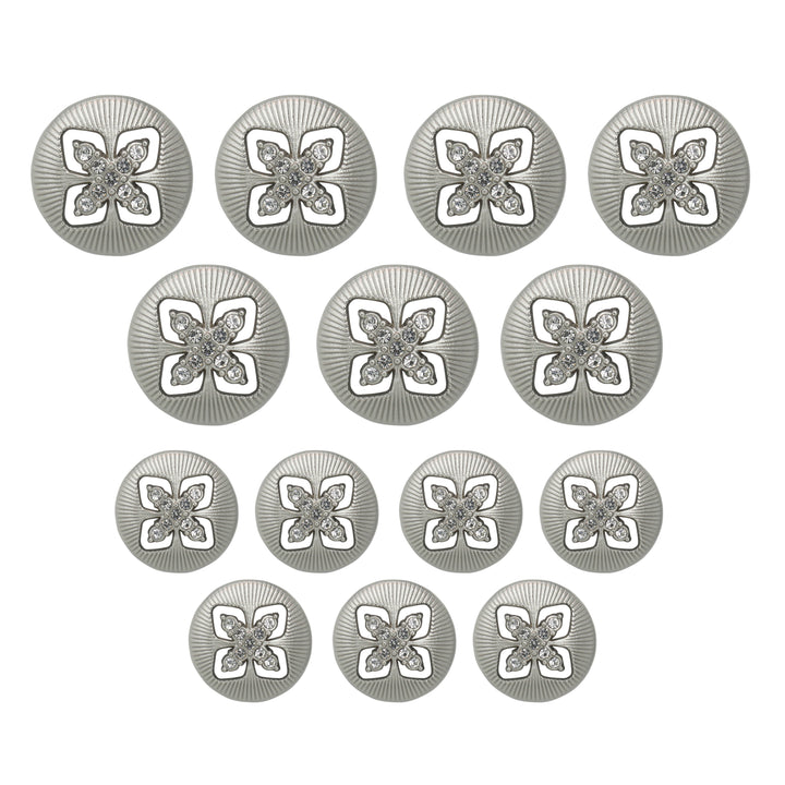 Elegant Crystal Accents  Silver Buttons