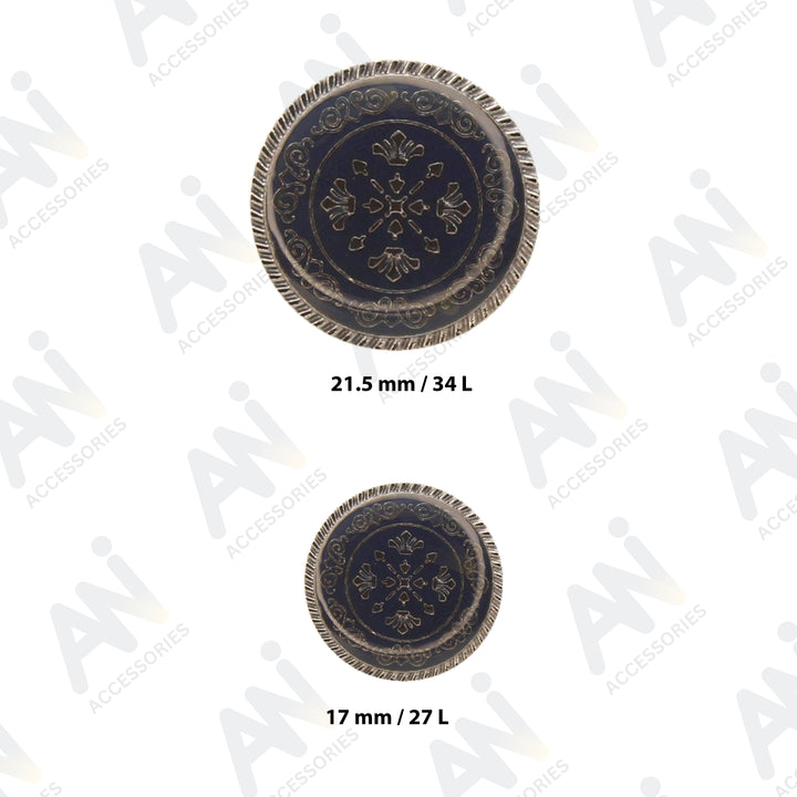 Ornate Metal Buttons with Floral Motif