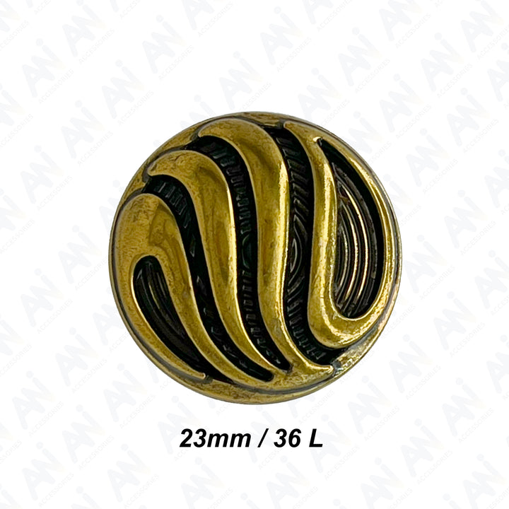 Ornate Metal Buttons with Wave Motif