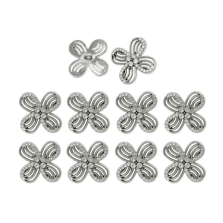 Floral Rhinestone Metal Buttons