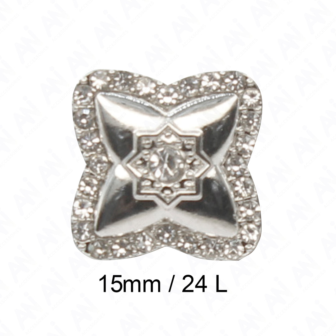 Cross-Shaped Rhinestone Metal Diamond Button