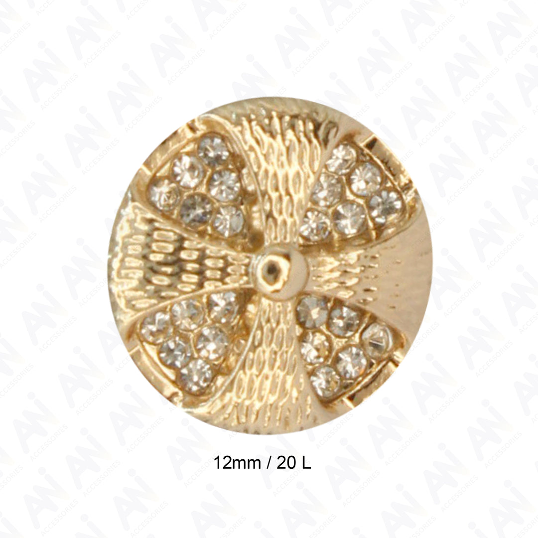 Pinwheel Design Button with Diamond Crystals