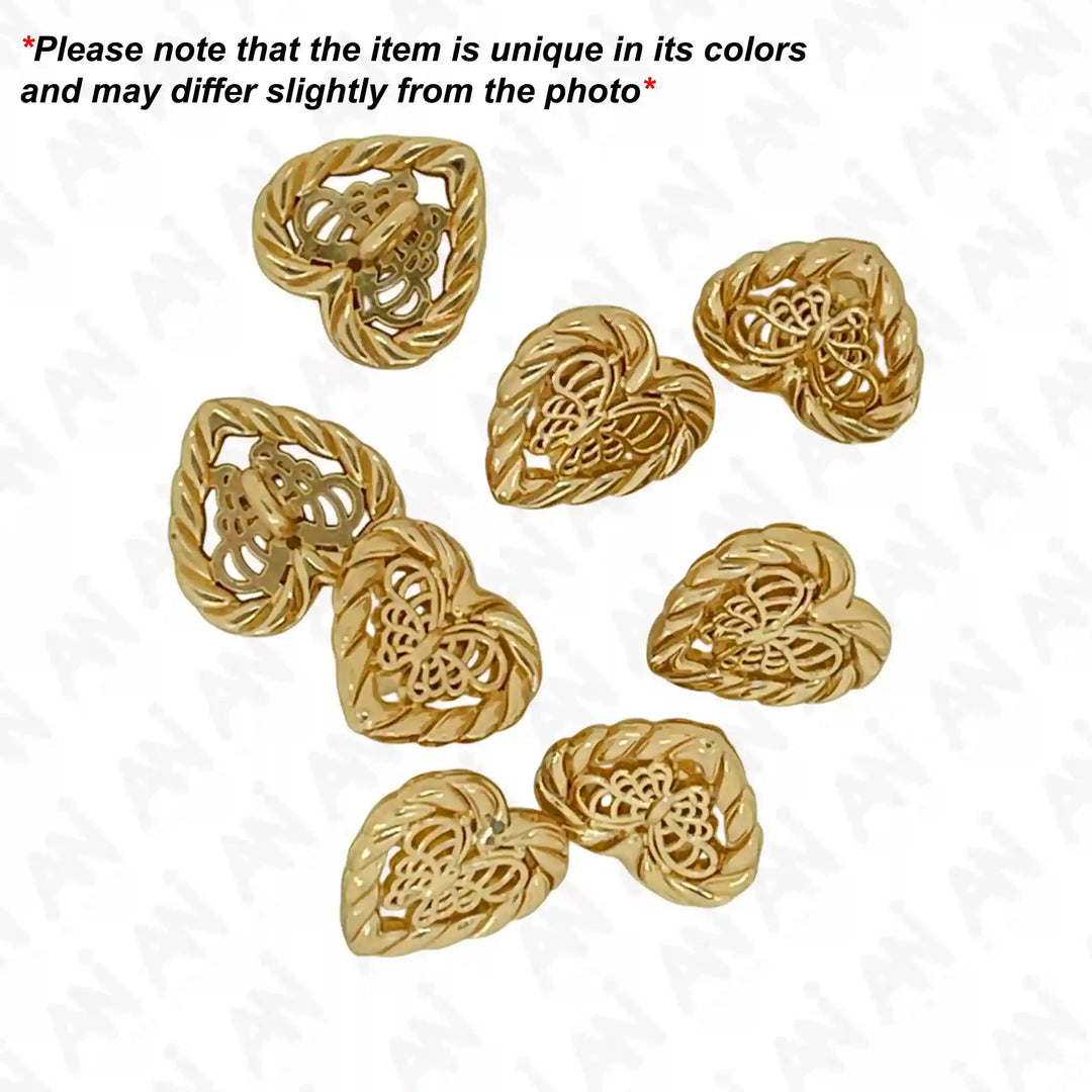Butterfly Heart Shape Metal Shirt Buttons