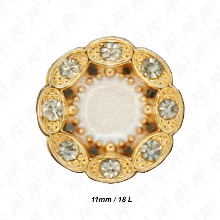 Victorian-Inspired Rhinestone Round Metal Diamond Button