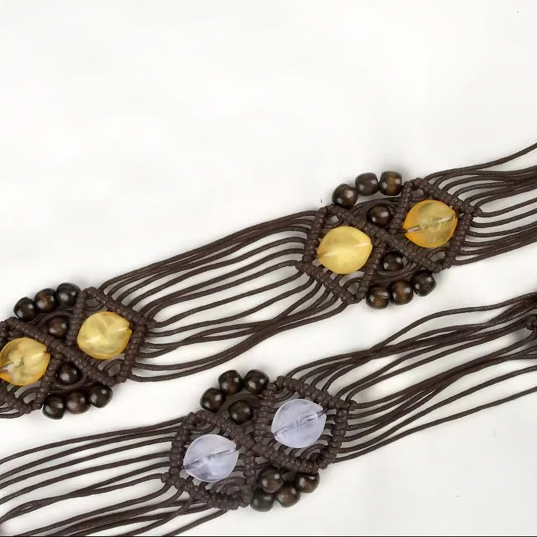 Texture marble Macrame Resin Beads Belt