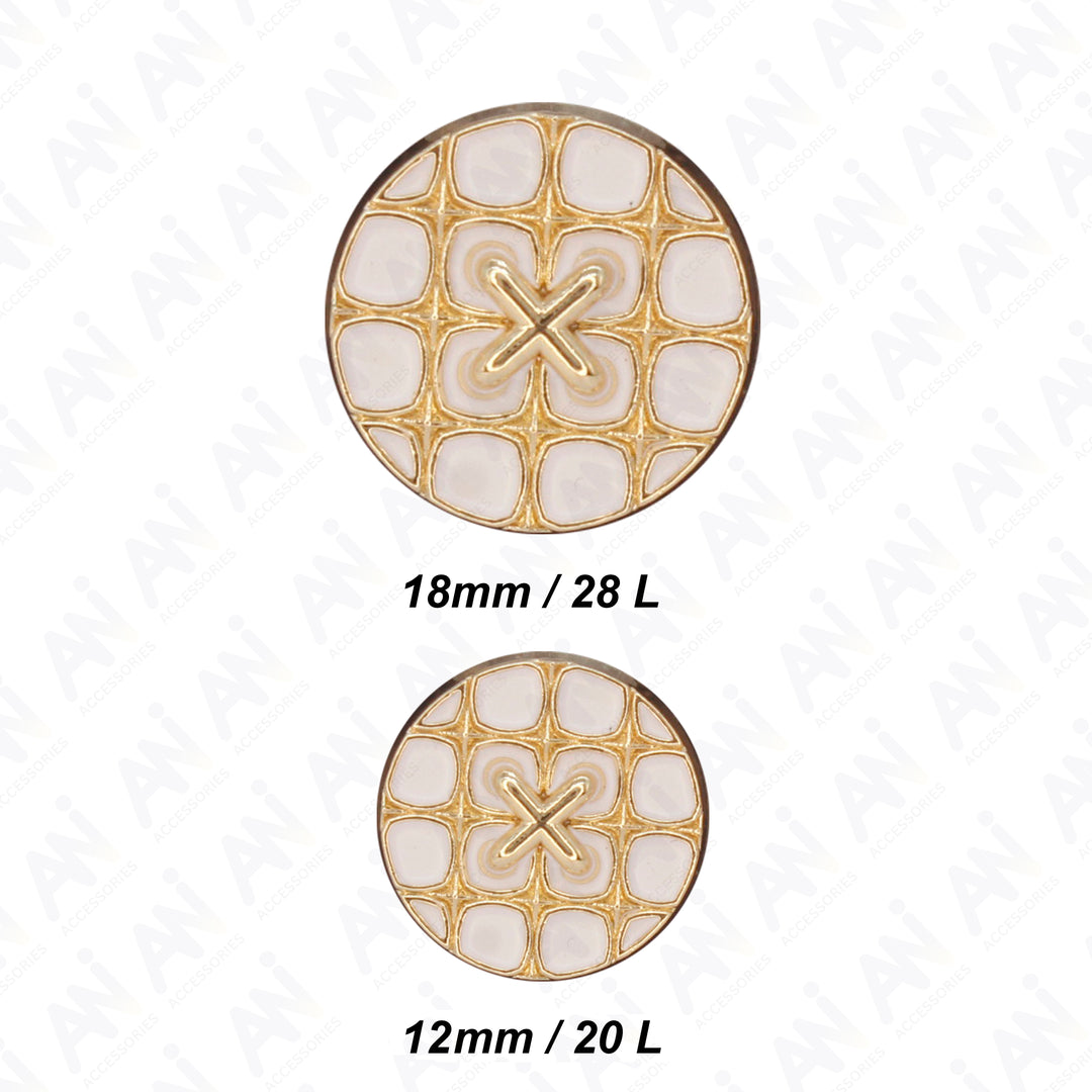 Monochrome Cross Design Metal Buttons