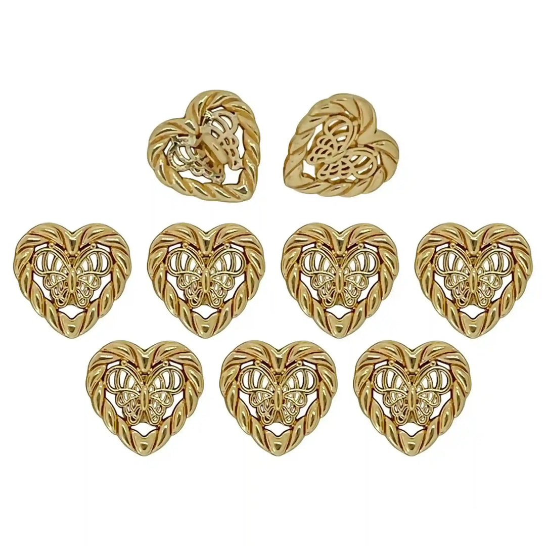 Butterfly Heart Shape Metal Shirt Buttons