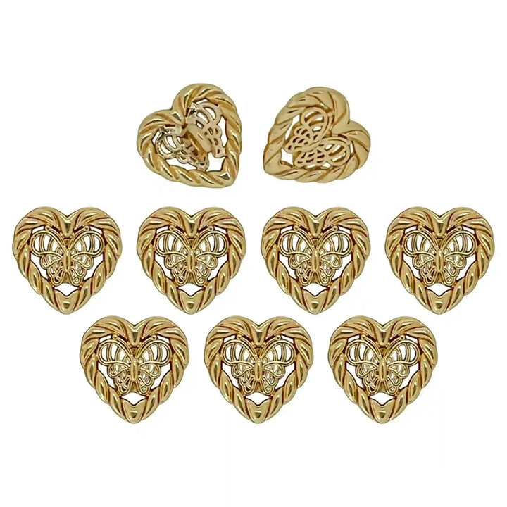 Butterfly Heart Shape Metal Shirt Buttons