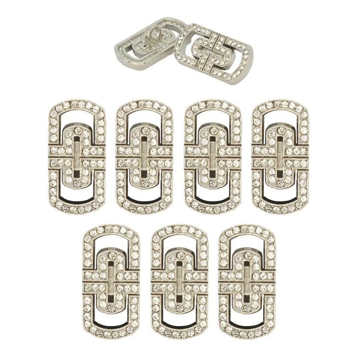 Glittering Diamond Rectangular Metal Button | 20mm (32L)