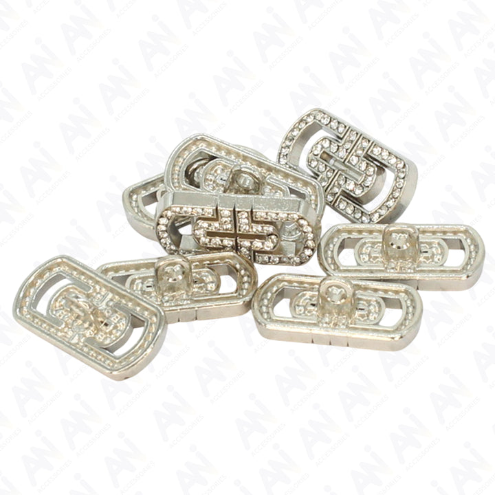 Glittering Diamond Rectangular Metal Button