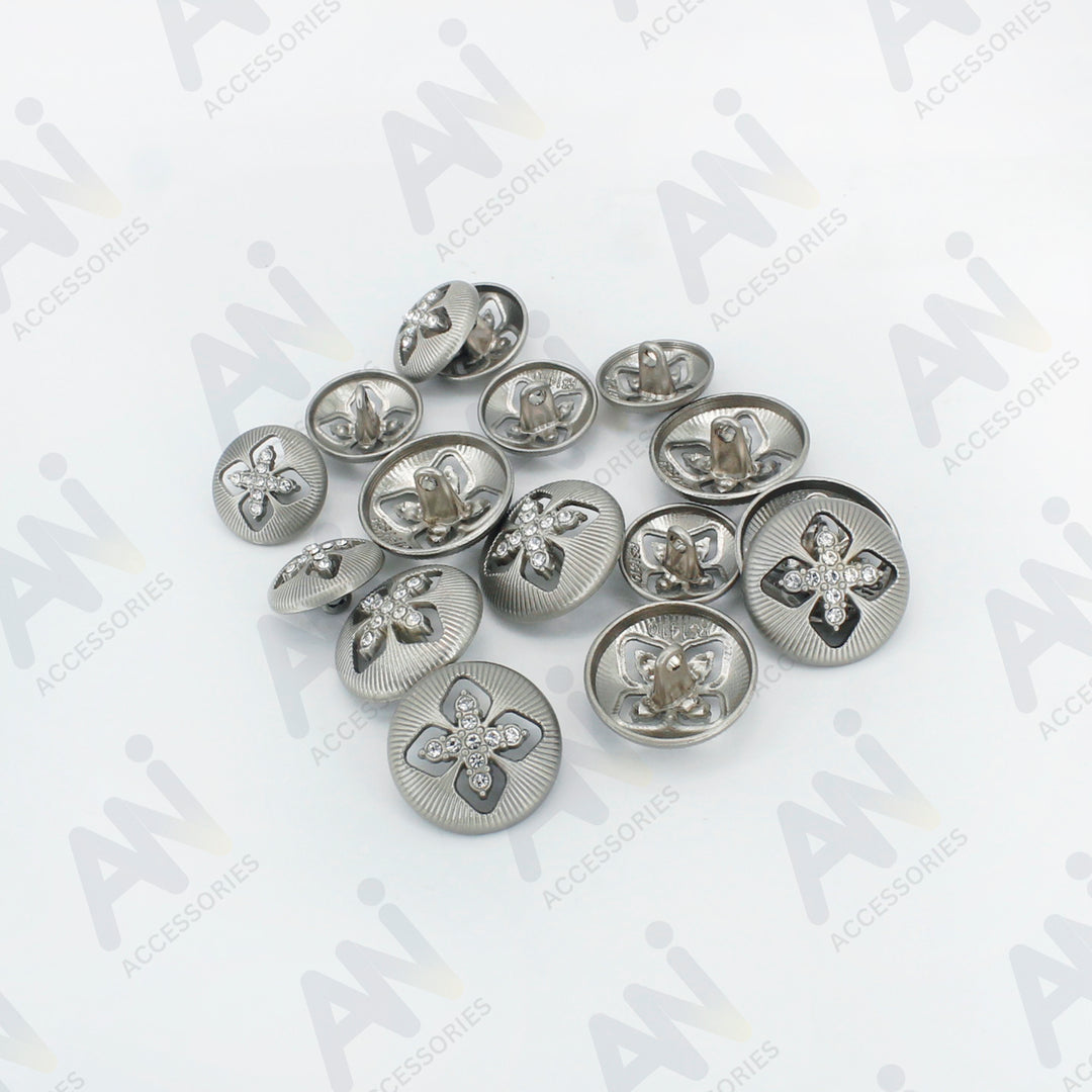 Elegant Crystal Accents  Silver Buttons