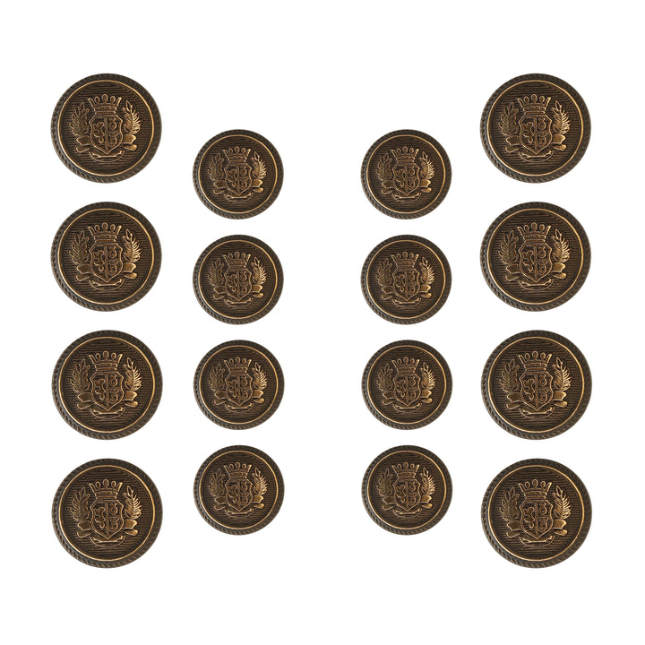 Royal Crest Antique Gold Metal Buttons