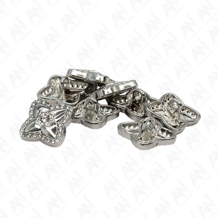 Cross-Shaped Rhinestone Metal Diamond Button