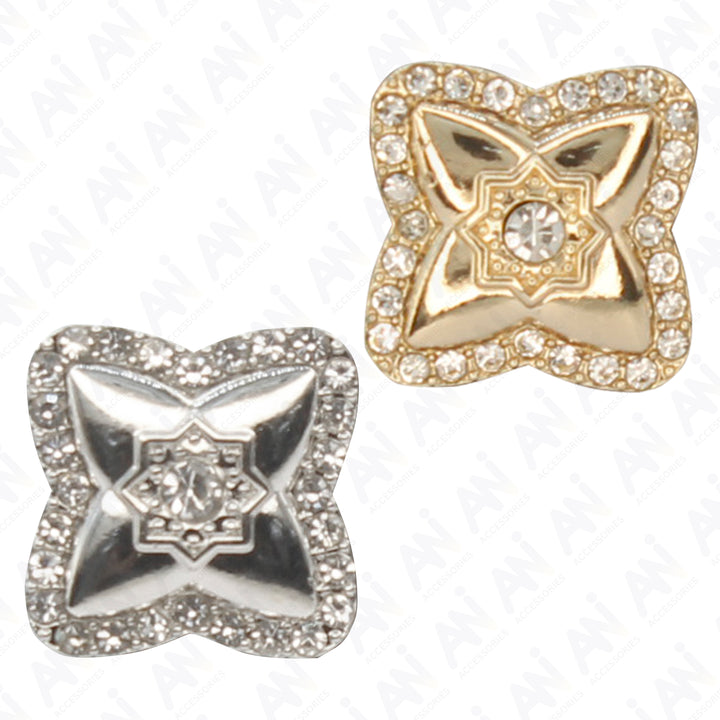 Cross-Shaped Rhinestone Metal Diamond Button