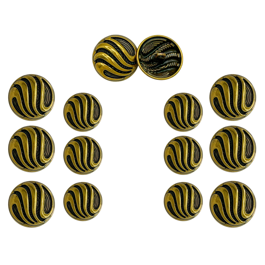 Ornate Metal Buttons with Wave Motif