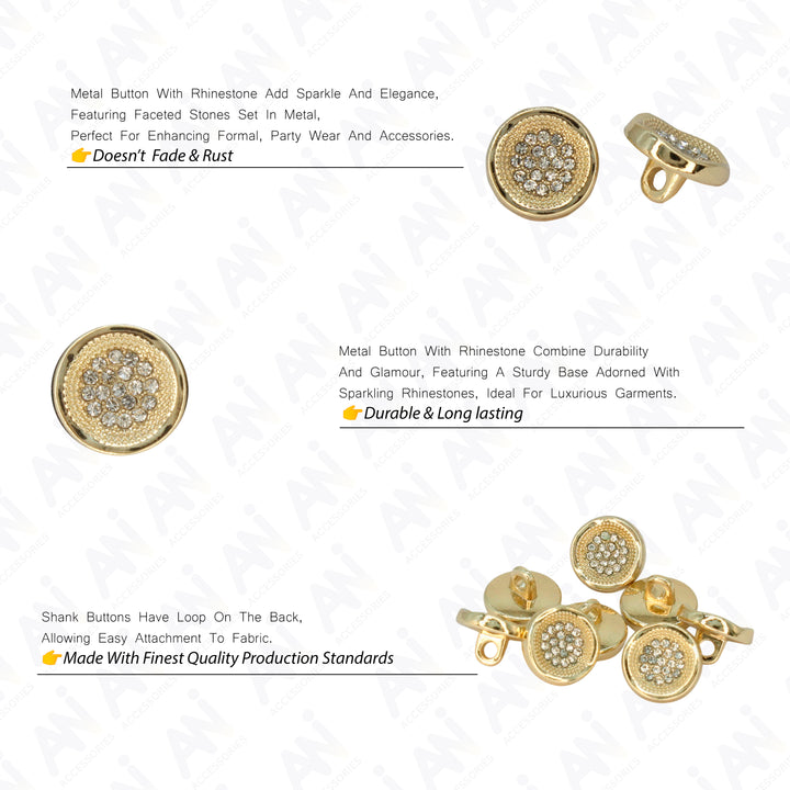 Luxurious Floral Diamond Metal Button