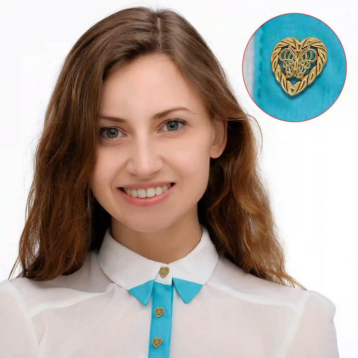 Butterfly Heart Shape Metal Shirt Buttons