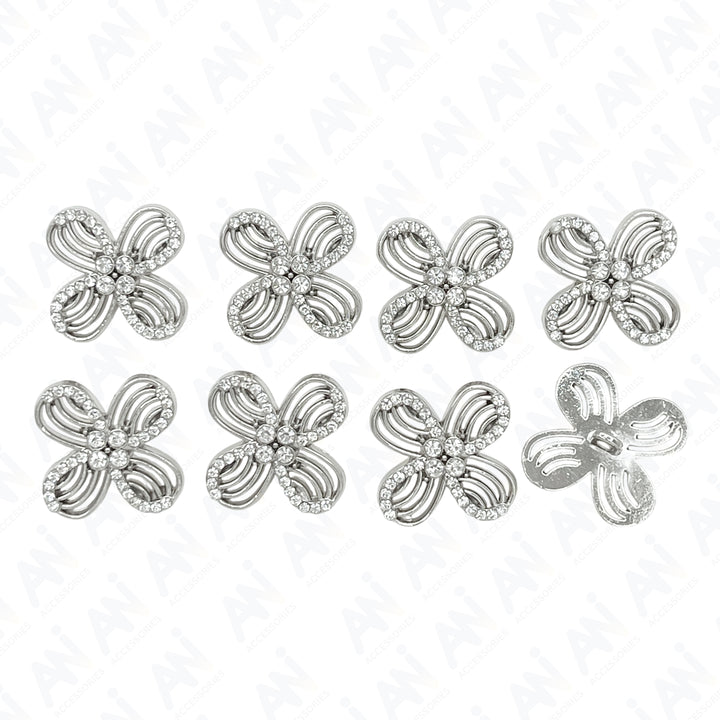 Floral Rhinestone Metal Buttons